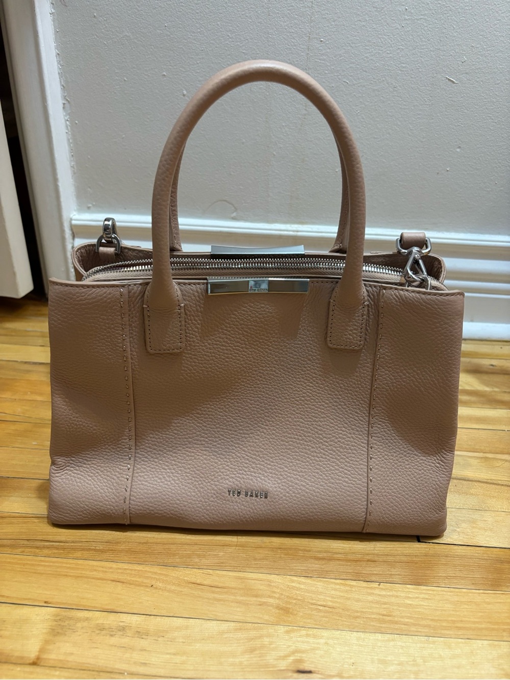 Ted Baker Blush Pink Pebbled Leather Top-Handle Satchel